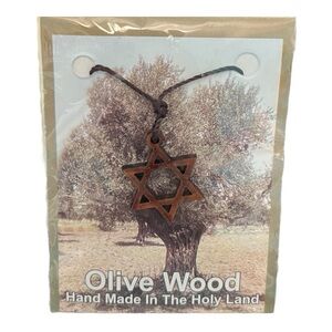 Olive Wood Star of David Pendant Necklace